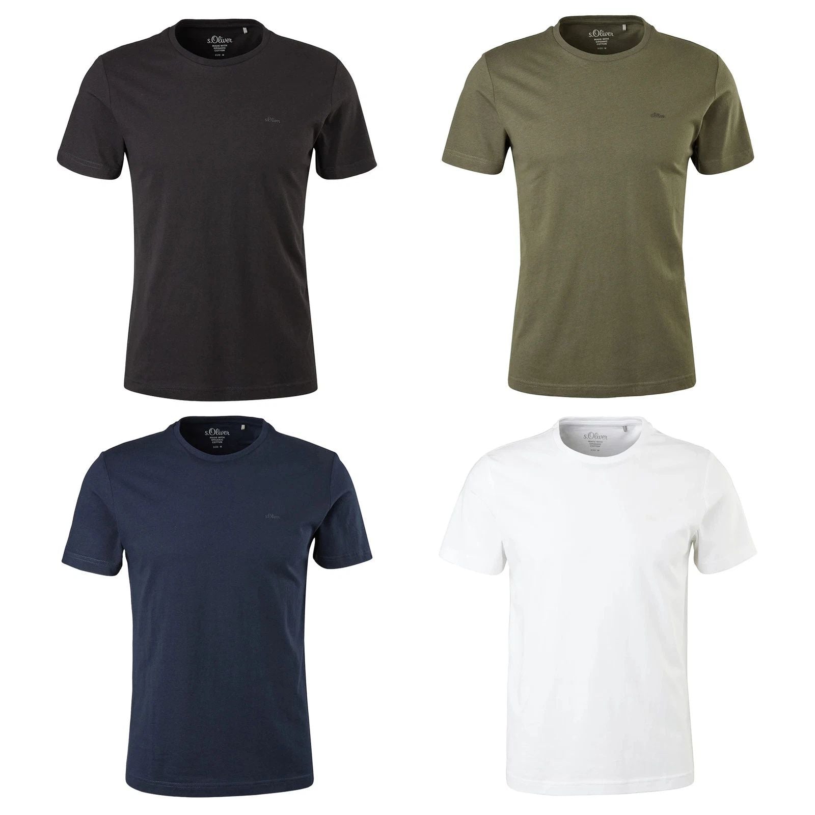 s.Oliver Men's T-Shirt - Basic, Crew Neck, Cotton, Solid