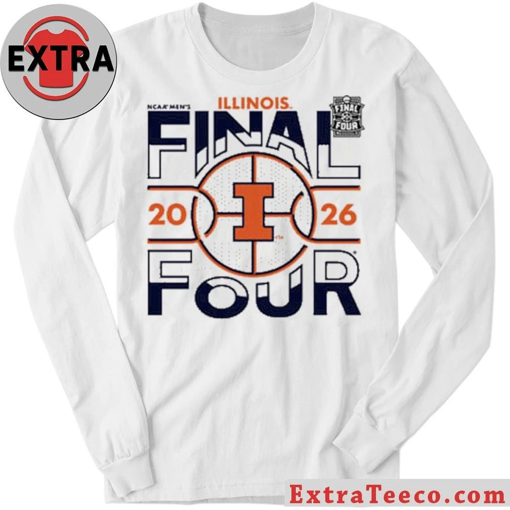Blue 84 Illinois Fighting Illini White 2026 Men’s Basketball Final Four Logo T-Shirt- Top-Rated Gift for College Basketball Lovers