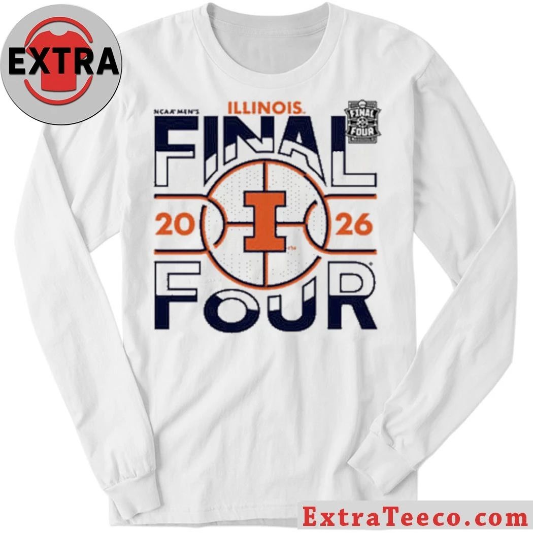 Blue 84 Illinois Fighting Illini White 2026 Men’s Basketball Final Four Logo T-Shirt- Top-Rated Gift for College Basketball Lovers