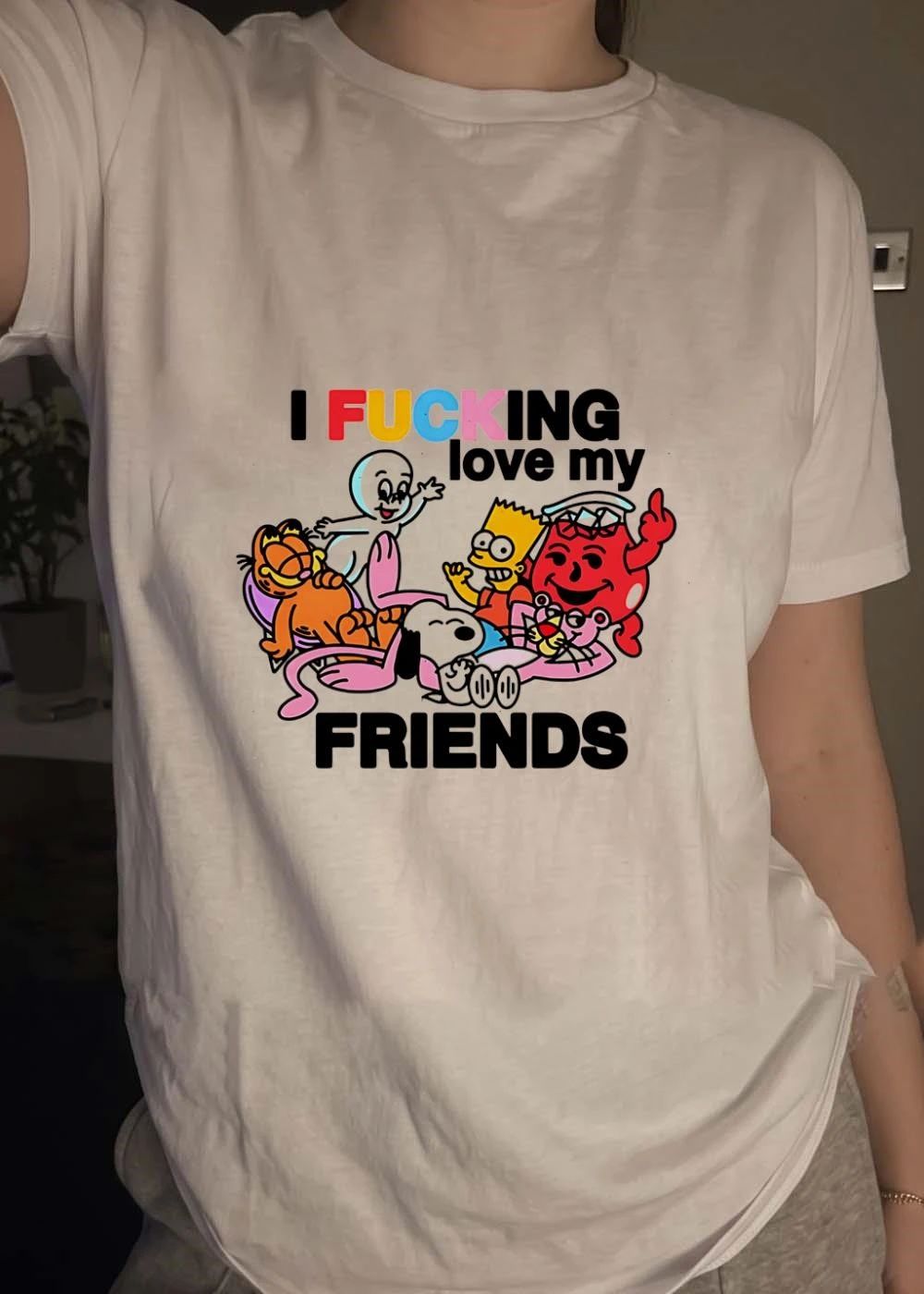 I Fucking Love My Friends Cartoon Pop Culture Characters Relaxing shirt