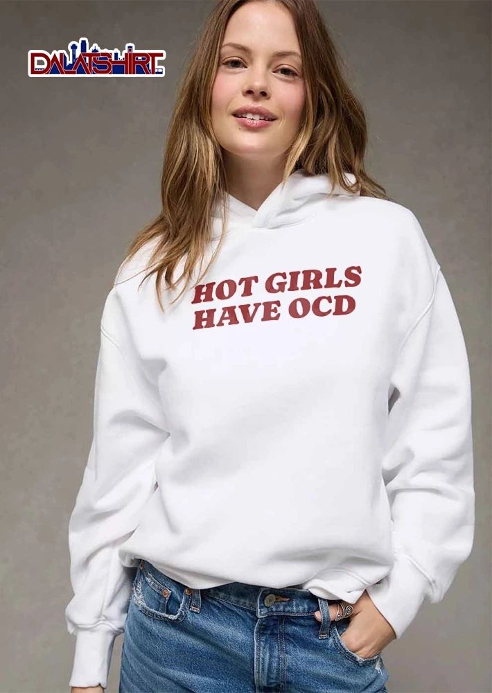 Girls Have Ocd Red Embossed Bold Serif Lettering Typography shirt