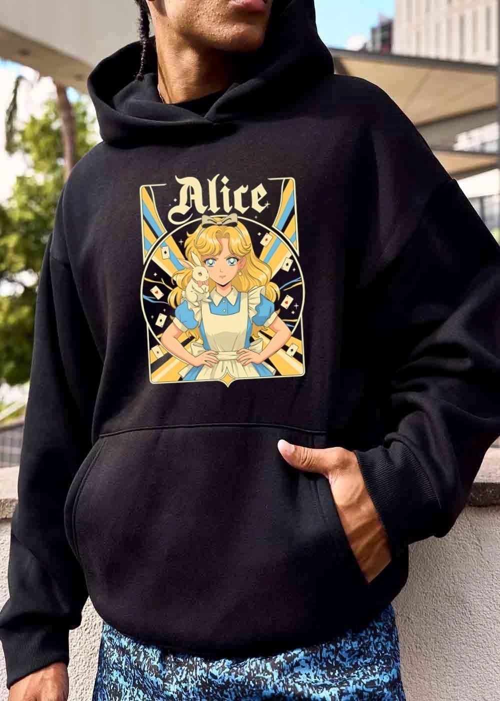 Alice Cartoon Blonde Girl White Rabbit Floating Playing Cards shirt
