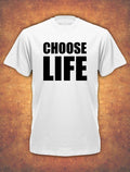 CHOOSE LIFE WHAM Fancy Dress  George Michael Retro 80s Fan Mens T-Shirt White
