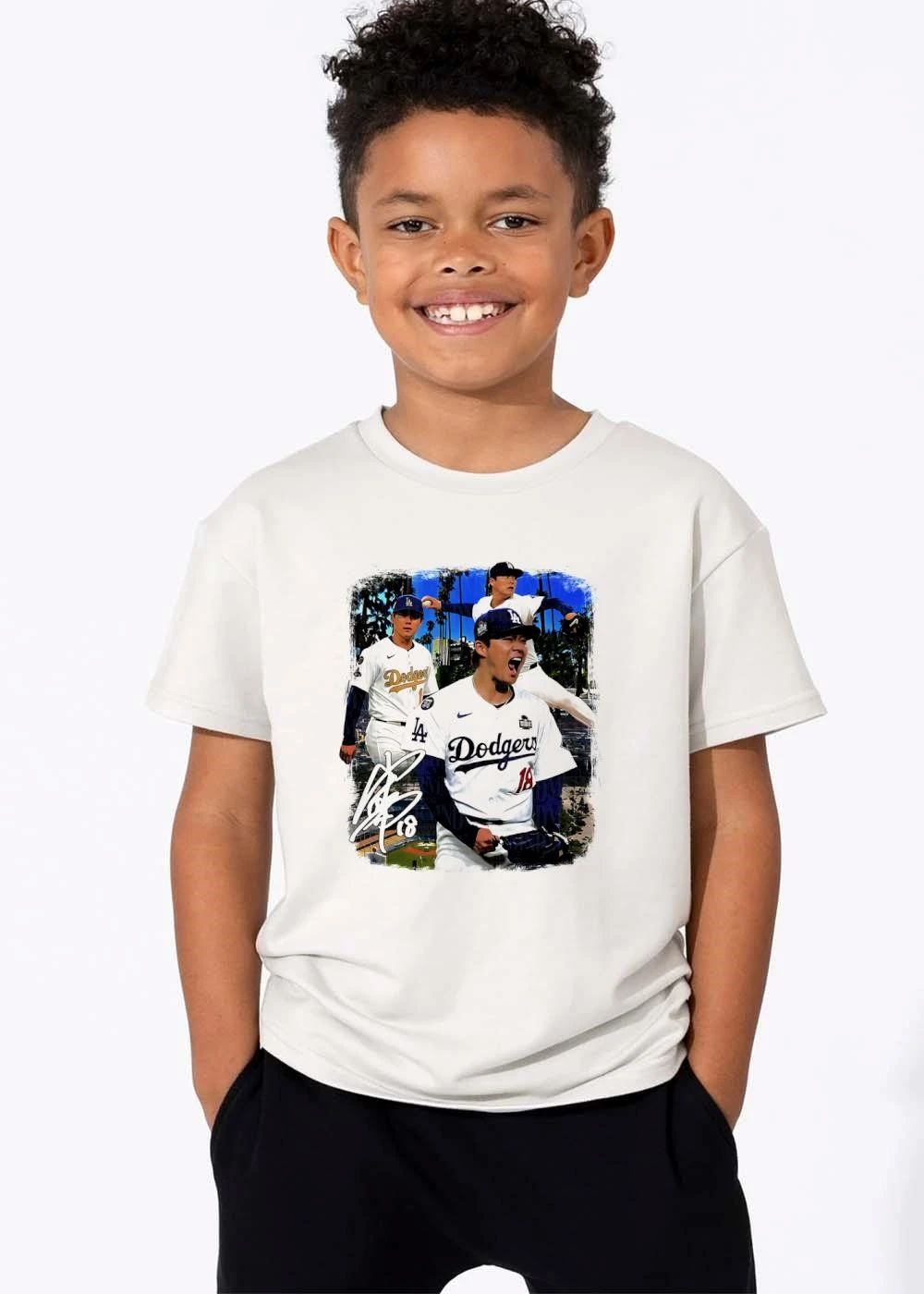 Los Angeles Dodgers MLB World Series Pitcher Collage Signature Palm Trees shirt