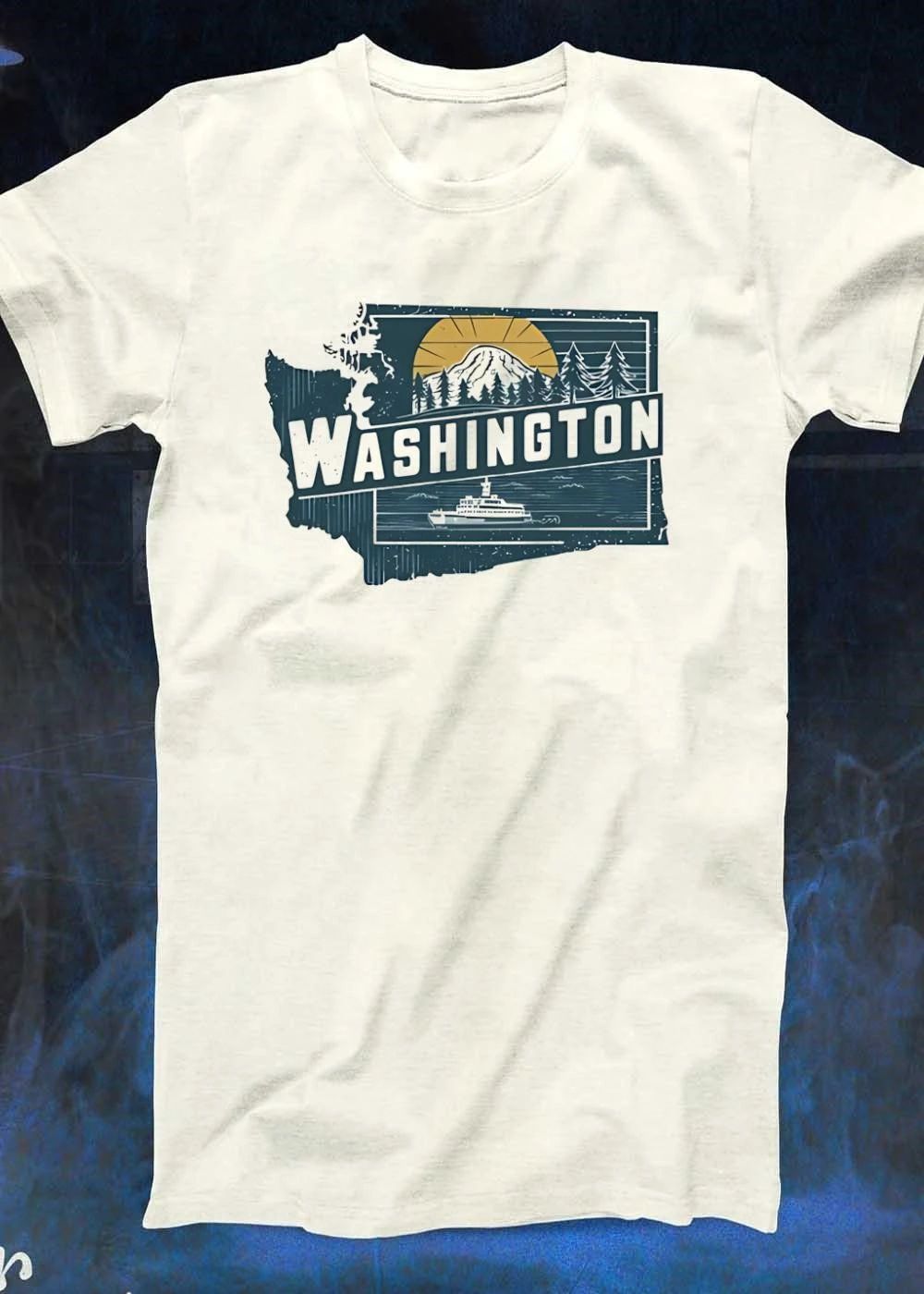 Washington State Mountain and Ferry Silhouette Apparel shirt