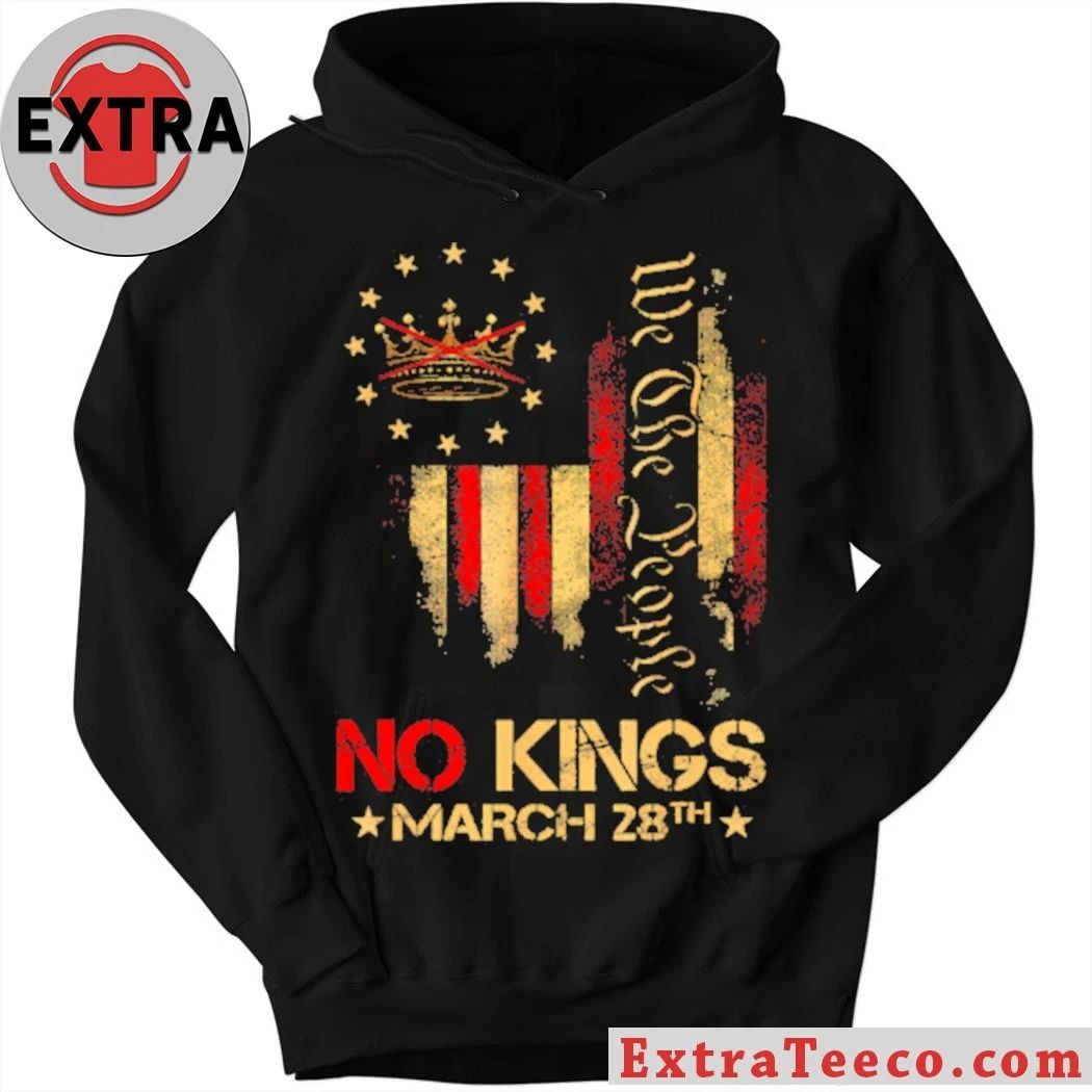 Original No Kings Vintage America Flag 1776 No Kings March 28 Anti-Trump T-Shirt