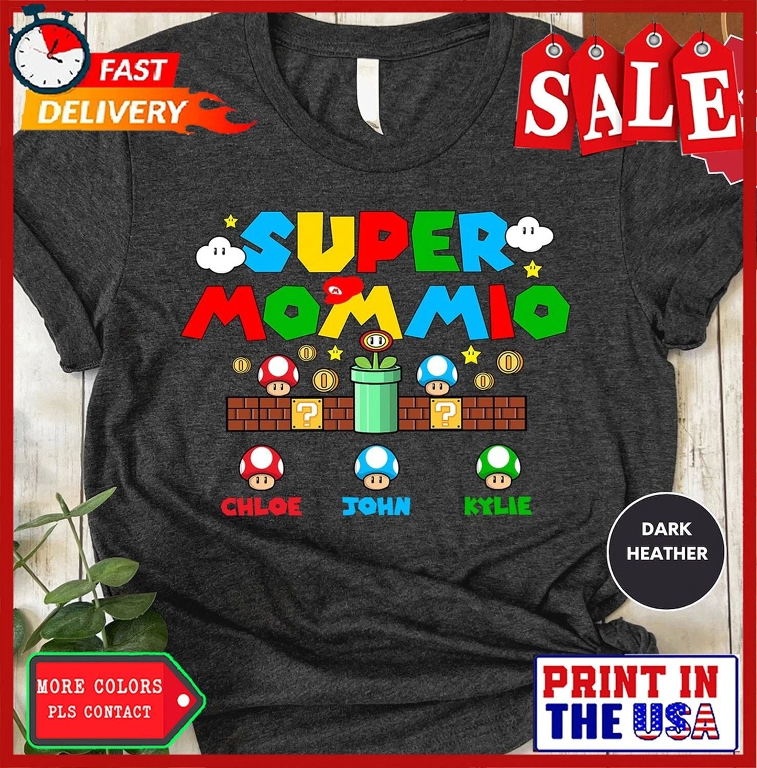 Personalized Super Mommio Shirt, Mothers Day Gift Tshirt, Gamer Mom Shirt, Custo