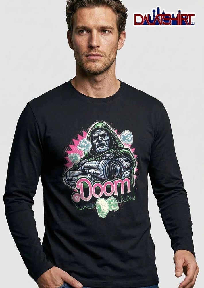 Doom Masked Hooded Supervillain Crossed Gauntlets Skulls shirt