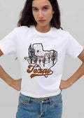 Texas State Silhouette Desert Scene Cacti Sun Rays Line Art shirt