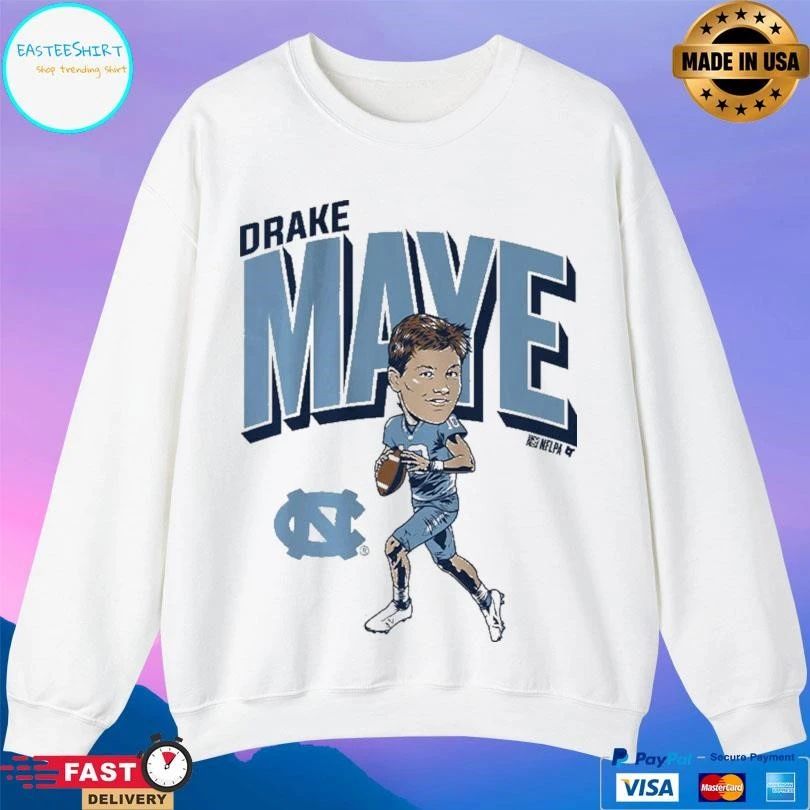 Drake Maye Pro Caricature North Carolina Tar Heels Football T-shirts
