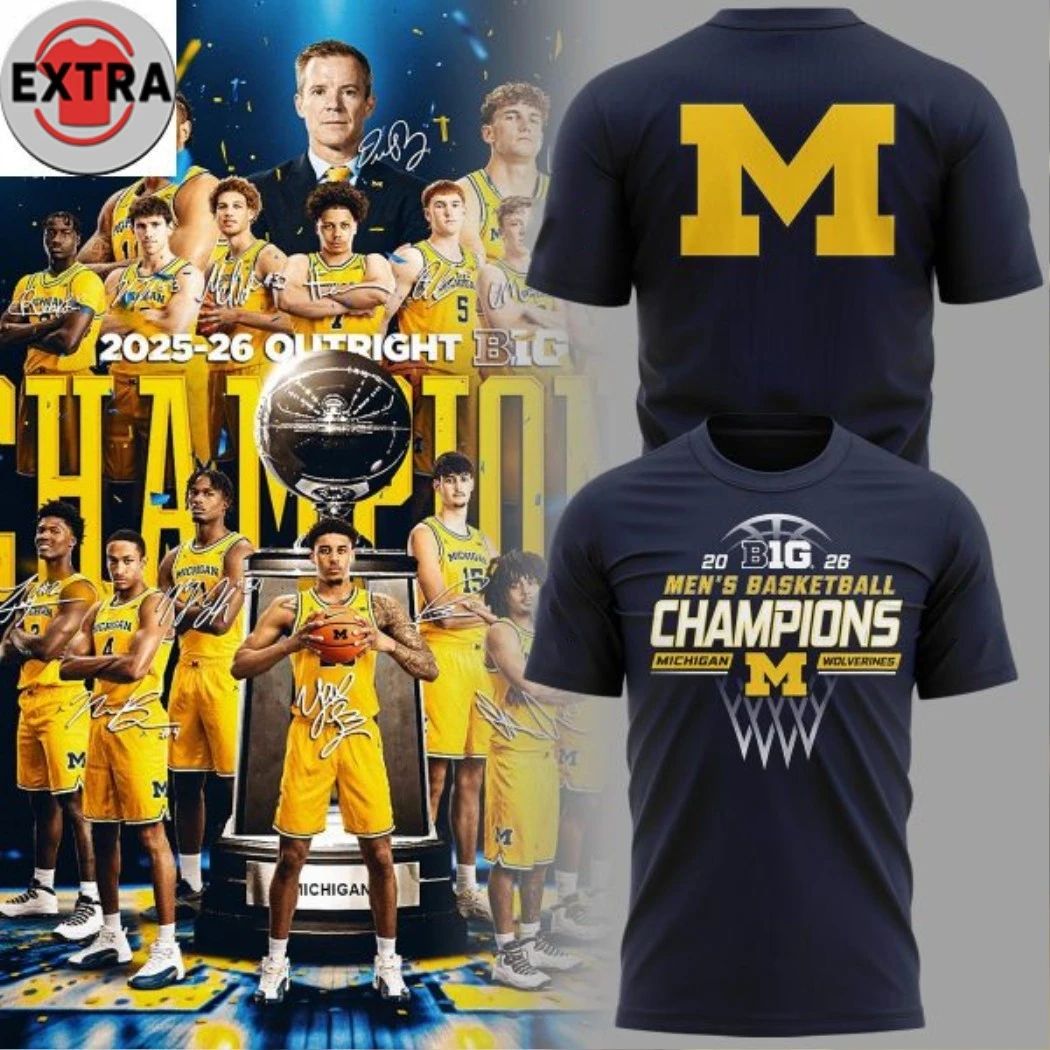 Michigan Wolverines Men’s Basketball Big10 Champions 2026 Logo Two Sided T-Shirt