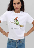 Off To Drive A Stick Green Frog Wizard Riding Flying Broomstick shirt