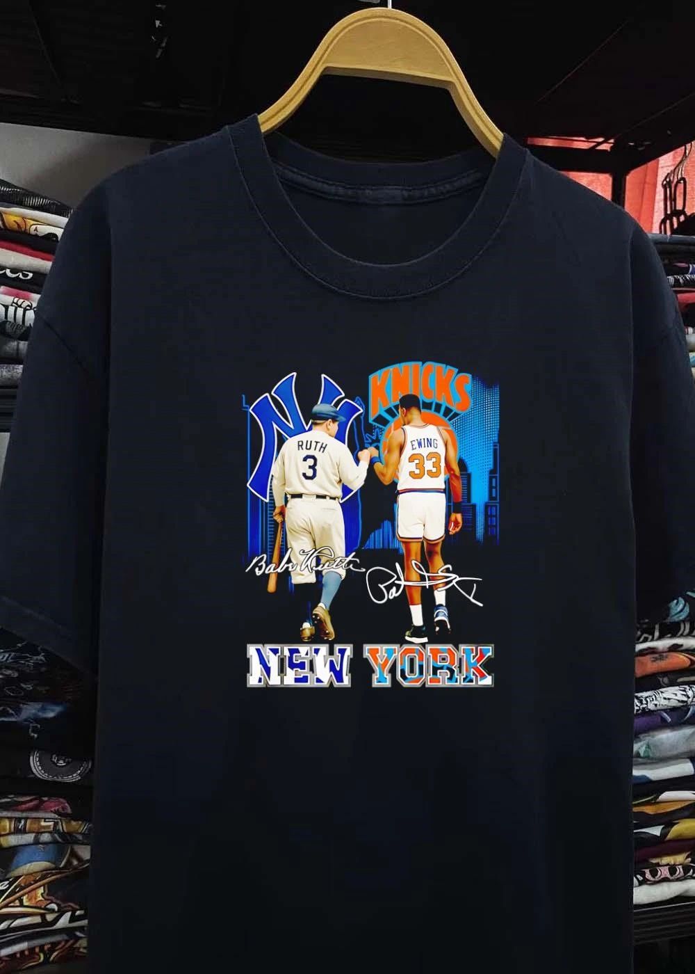 Babe Ruth and Patrick Ewing Fist Bump New York Yankees Knicks T-Shirt