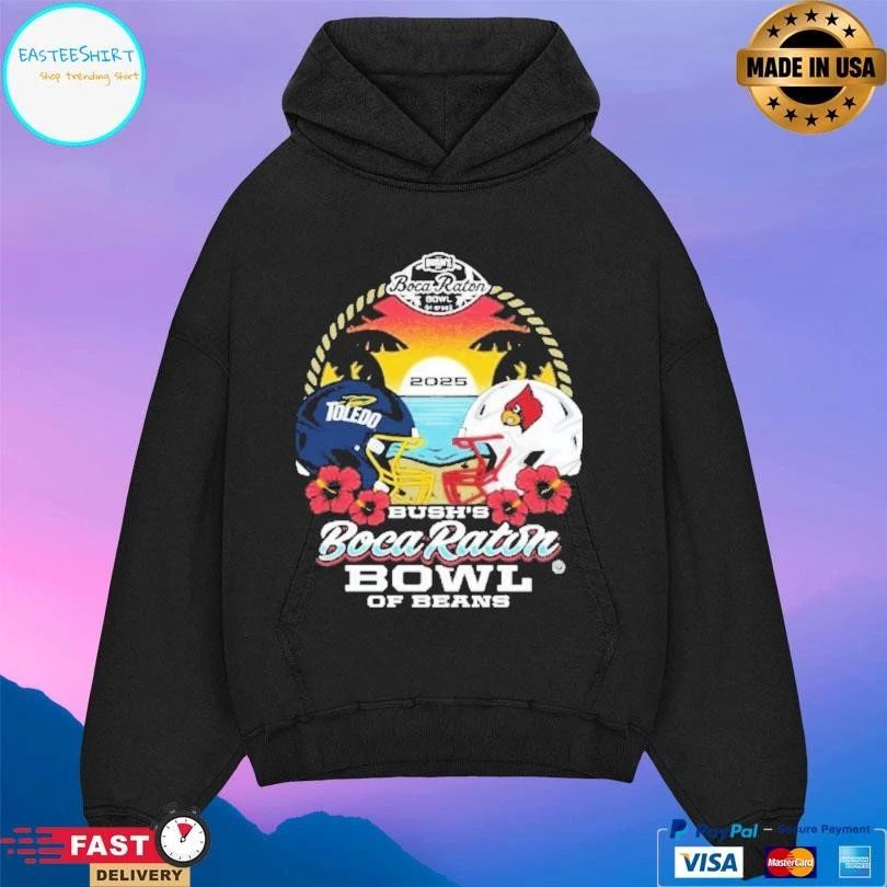 Toledo Rocket Vs Louisville Cardinals 2025 Boca Raton Bowl Of Beans Helmet T-shirts