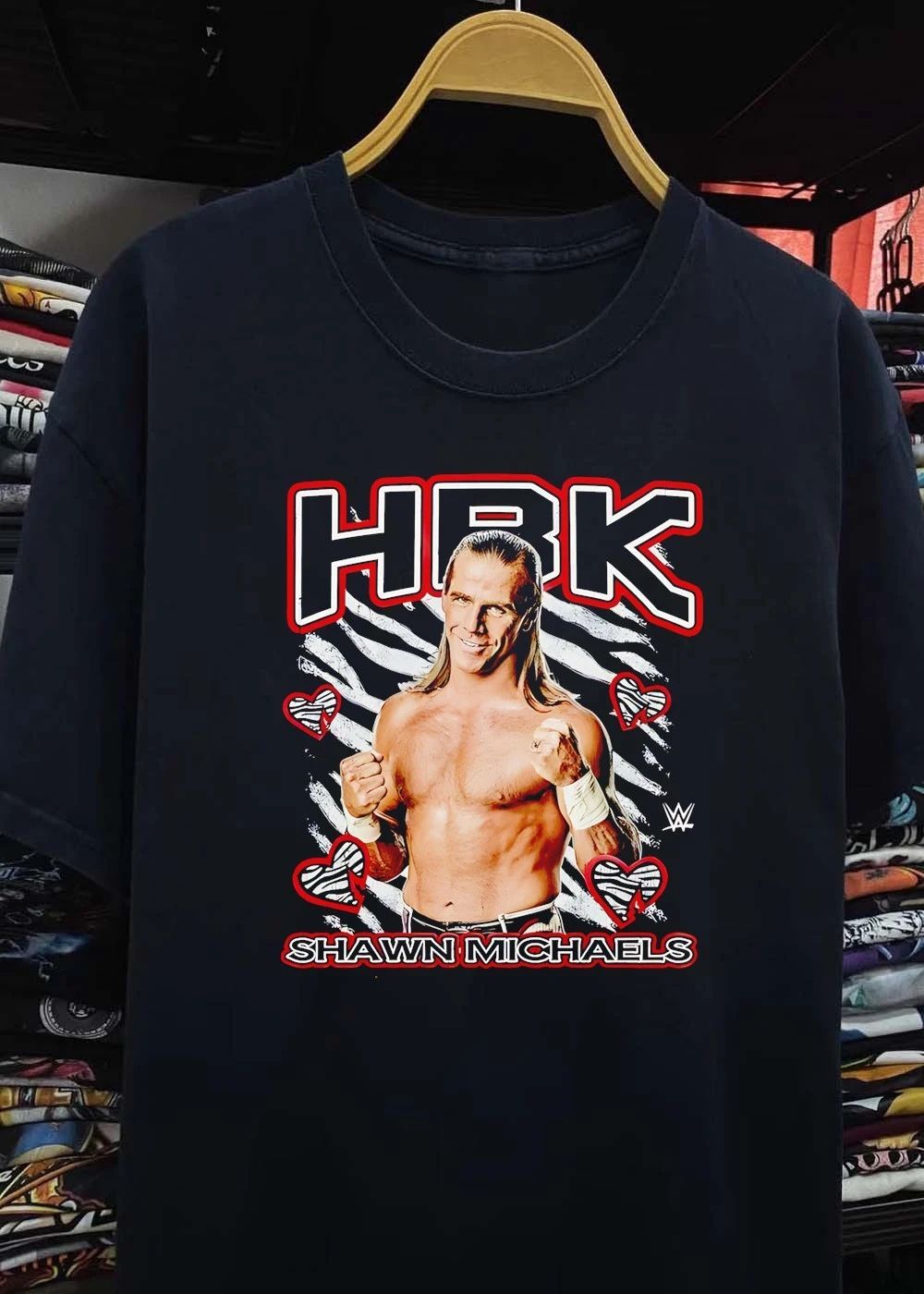 HBK Shawn Michaels Zebra Heart Print T-Shirt