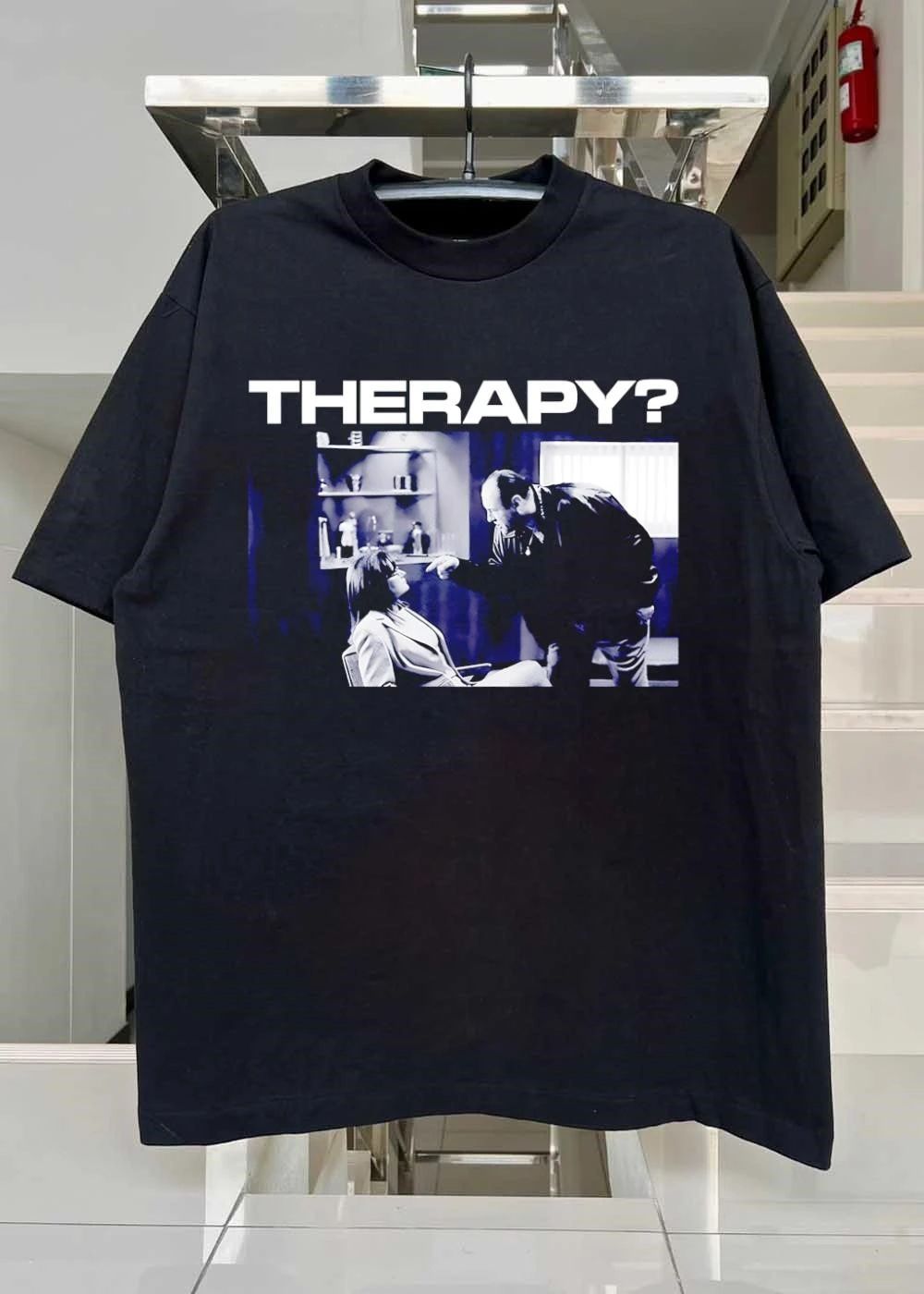Therapy Tony Soprano Pointing At Dr Melfi Session Black White Photo shirt