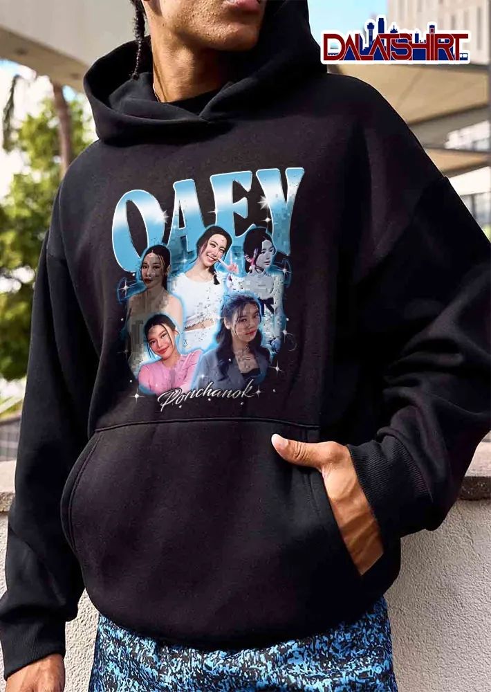 Oaey Ponchanok Woman Photo Collage Blue Aura Sparkles Bootleg shirt