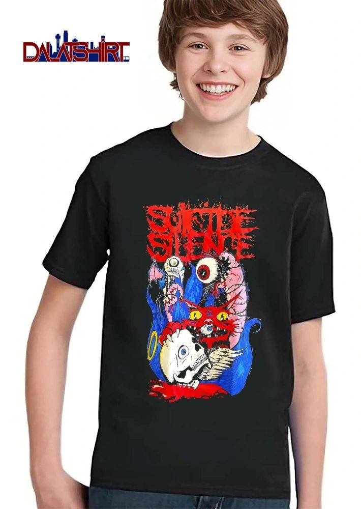 Suicide Silence Cartoon Monsters Bat Skull Eyeballs Blue Flames shirt