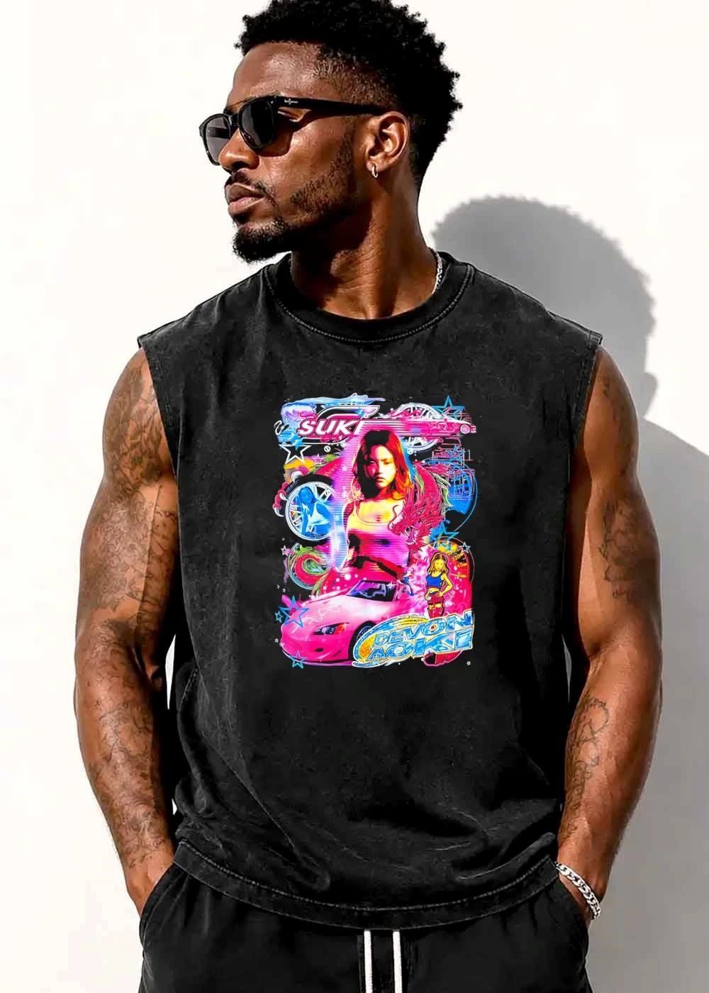 Suki Devon Aoki Pink Sports Car Dragon Speedometer Neon Collage Bootleg shirt