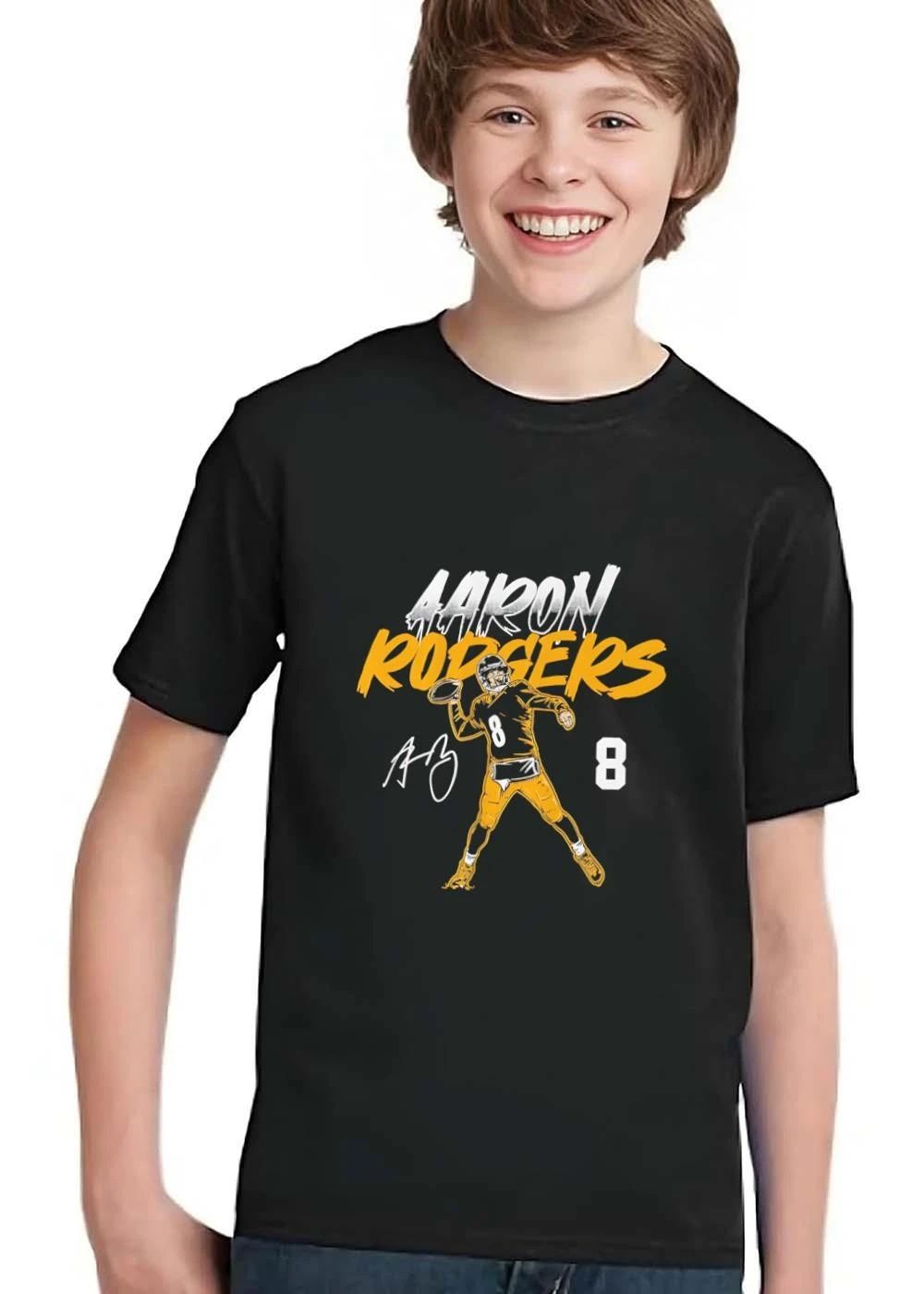 Aaron Rodgers 8 Quarterback Throwing Football Signature Stylized Line Art shirt