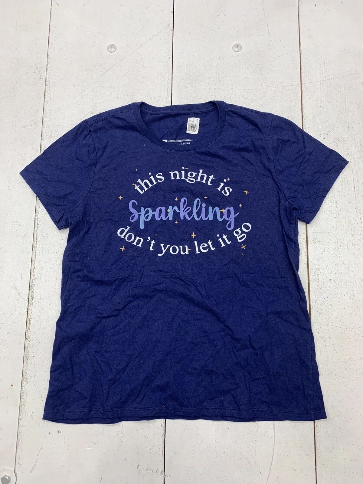 Custom Graphic This Night Is Sparkling Short Sleeve Shirt Blue Adult Size Large