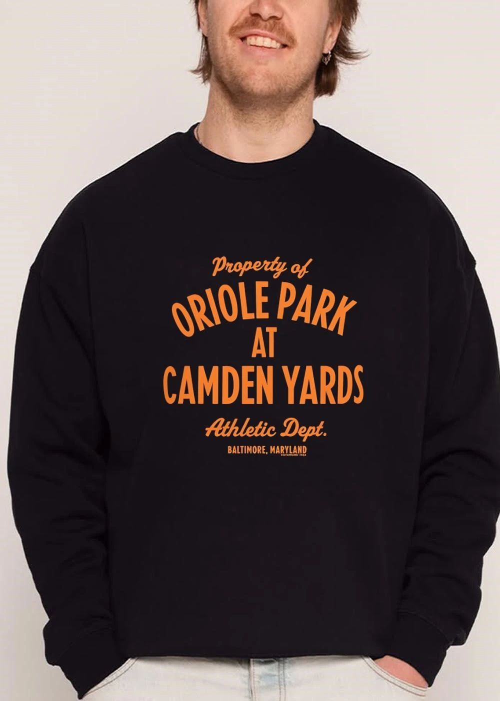 Property Of Oriole Park At Camden Yards Athletic Dept Baltimore Maryland Orange Vintage Typography shirt