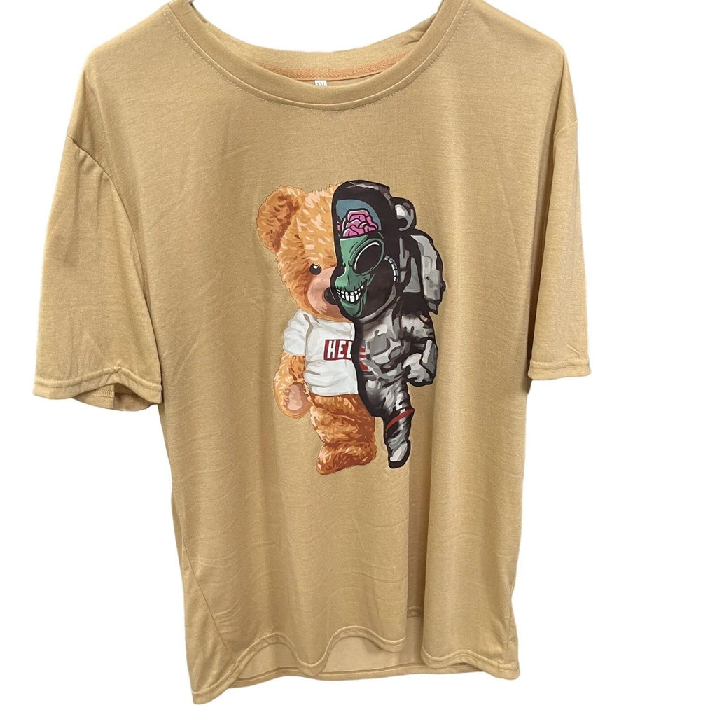 Shein Mens Trendy Mechanical Bear T Tee Tshirt Casual Crew Size XXL 2XL New