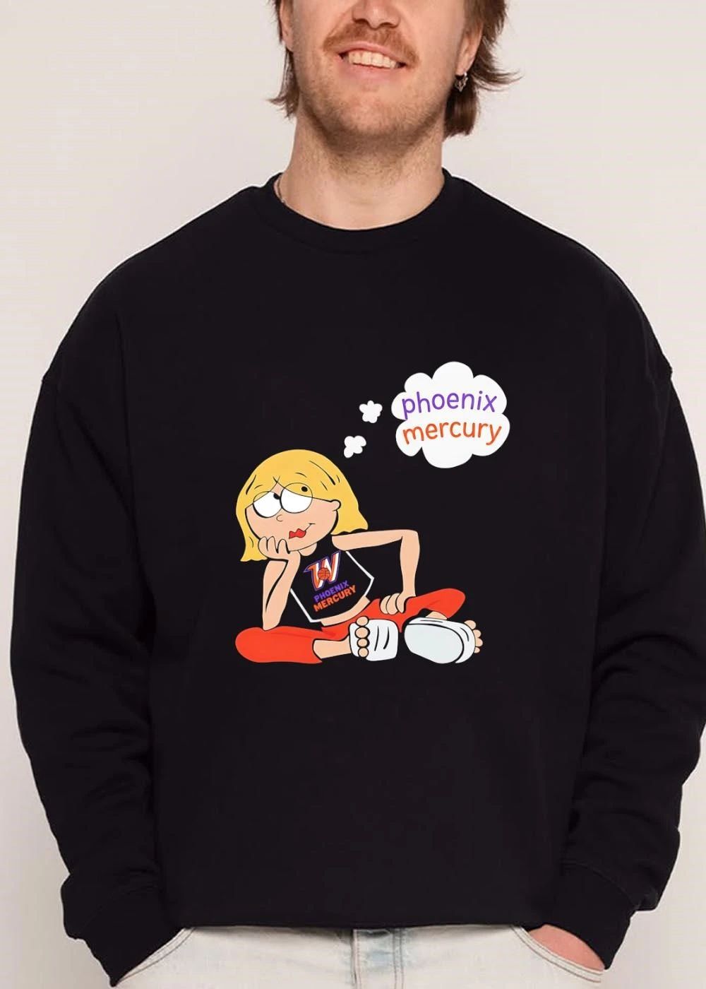 Phoenix Mercury WNBA Cartoon Blonde Girl Sitting Thought Bubble shirt