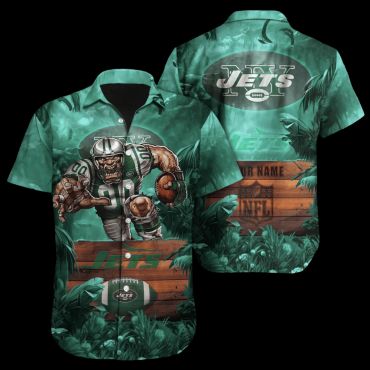 Personalized New York Jets Jungle Warrior Hawaiian Shirt