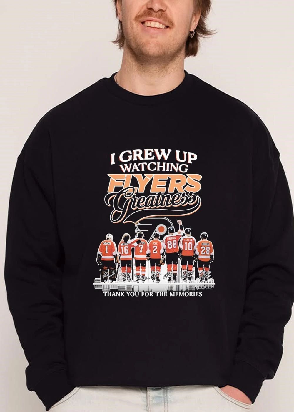 Philadelphia Flyers NHL I Grew Up Watching Greatness Parent Clarke shirt