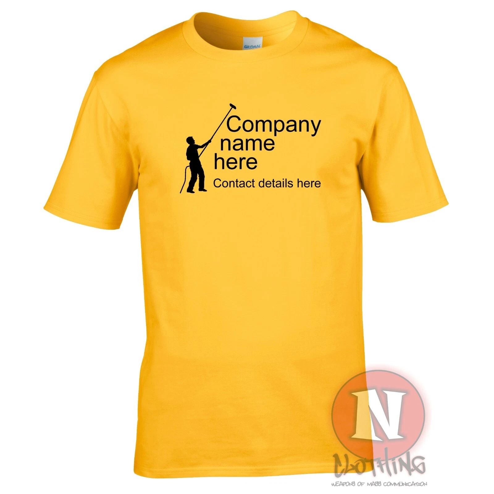 Window cleaning t-shirt personalised custom pole system company tee