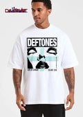Deftones Live In London 23 Aug 2026 Stylized Face Lips Light Blue Cross shirt