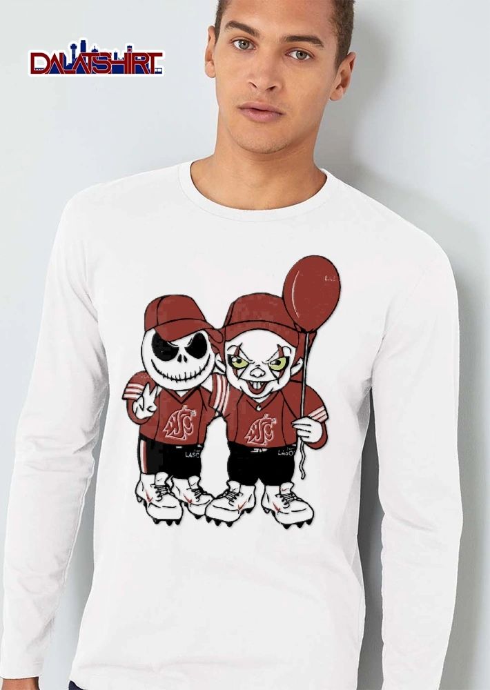 Washington State Cougars NCAA Cartoon Skeleton Clown Red Football Jerseys Balloon shirt