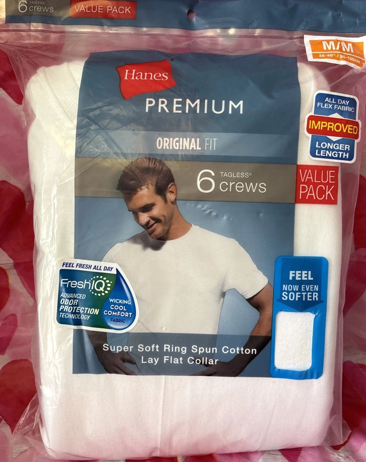6 Pack Men’s Hanes Original Fit Tagless Short  Sleeved T-Shirt White LG Fresh IQ