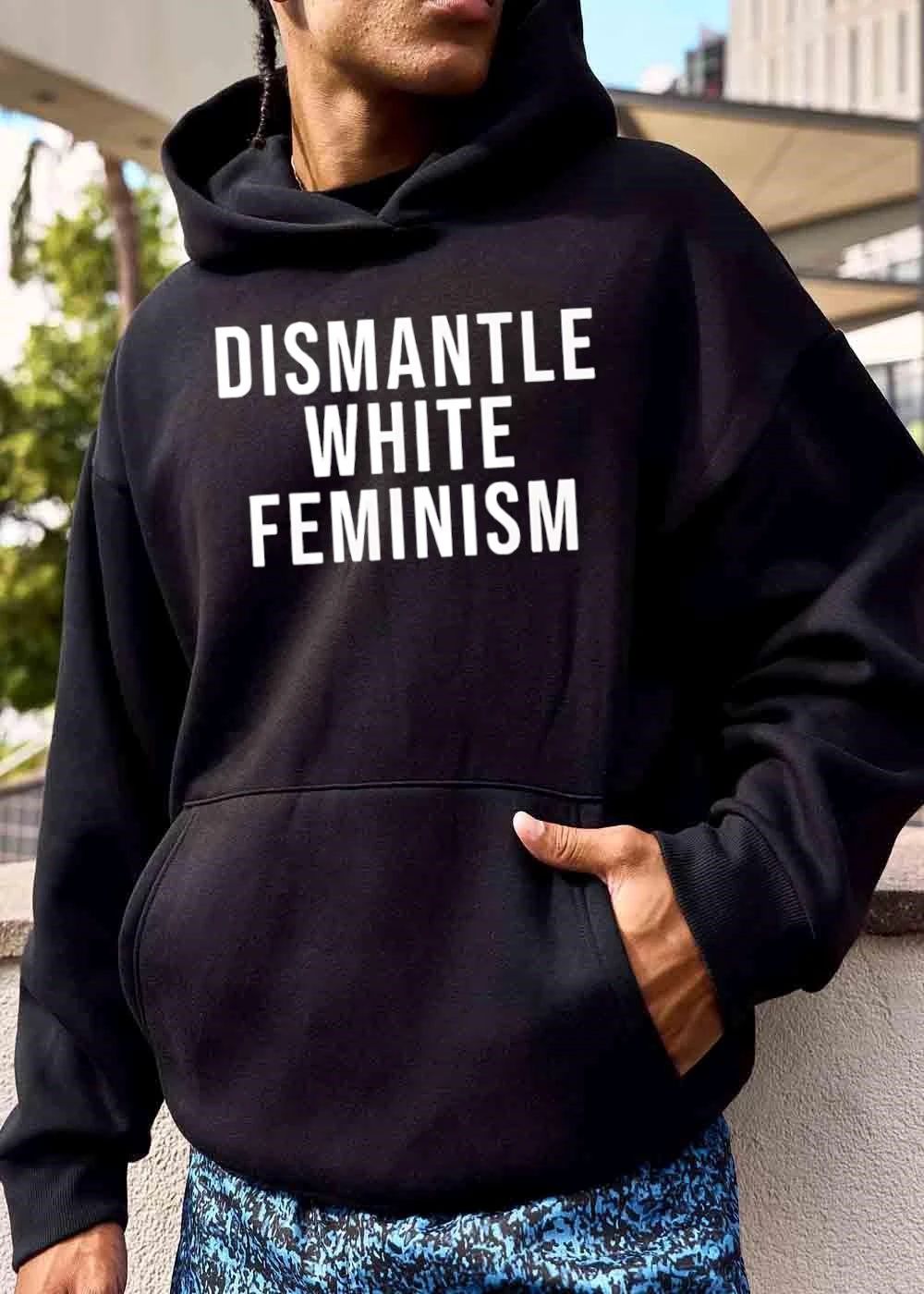 Dismantle White Feminism Bold Sans Serif Typography Stacked Text shirt