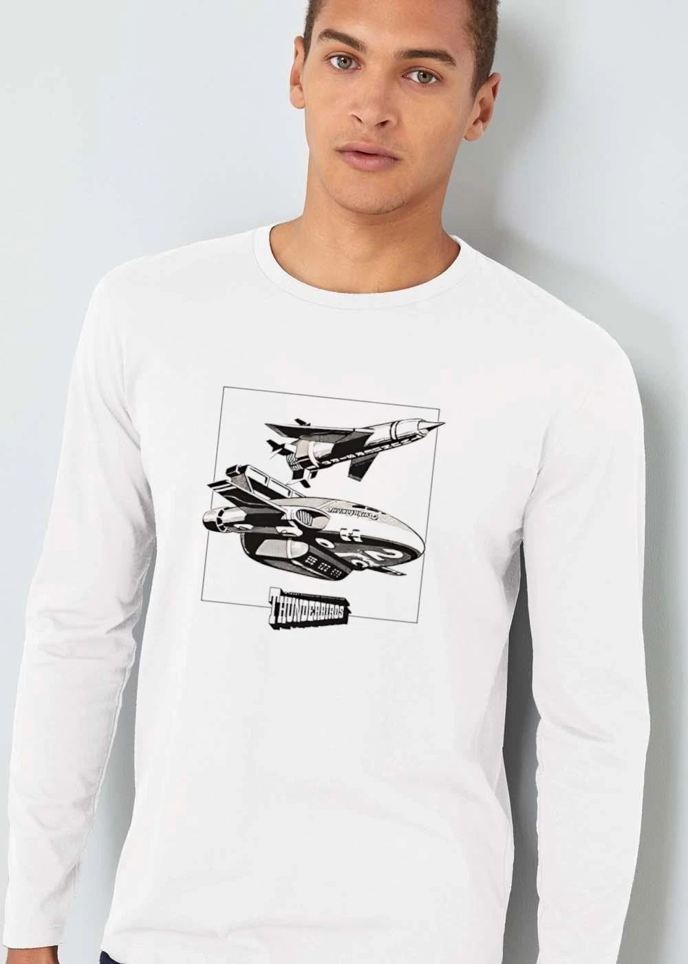 Thunderbirds Futuristic Rocket Spacecraft Flying Line Art shirt
