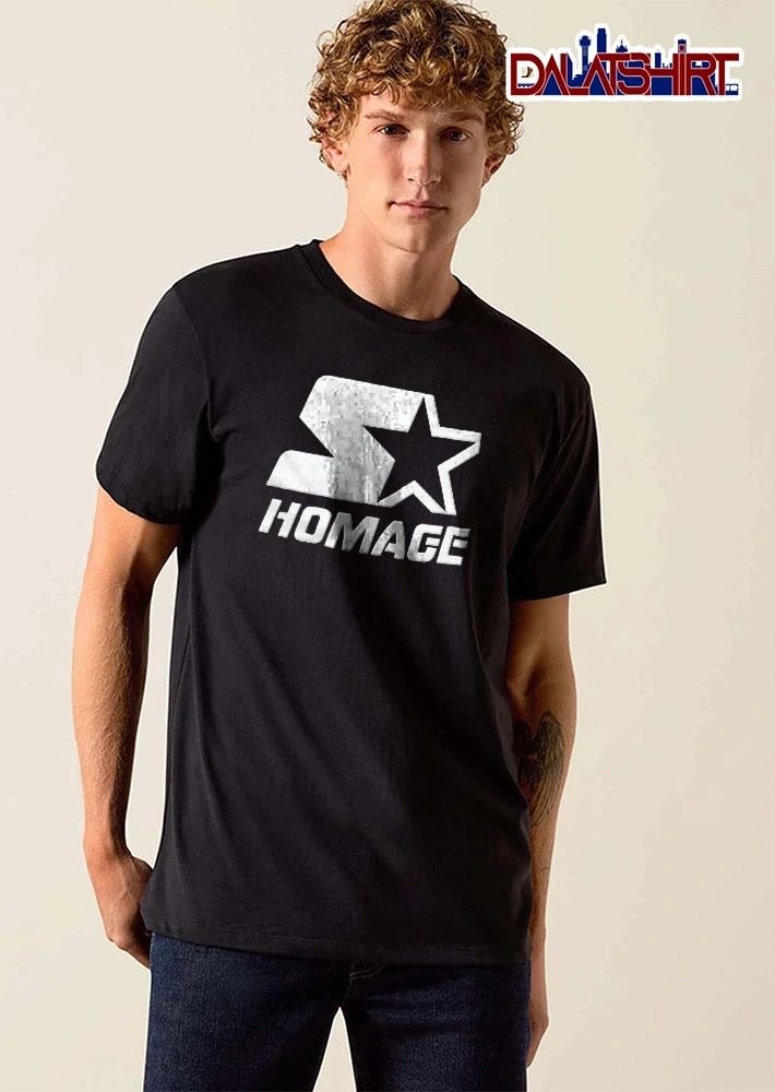 Homage Starter White Marble Texture S Star Cutout Logo Emblem shirt