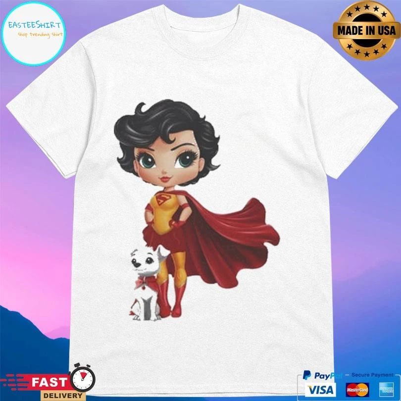 Retro Woman With Dog Super Hero T-shirts