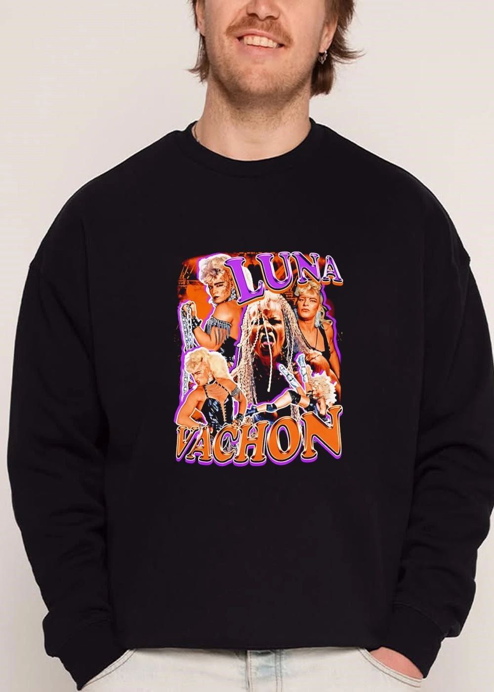 Luna Vachon Bootleg Retro Photo Collage Wrestler Screaming Action Poses shirt