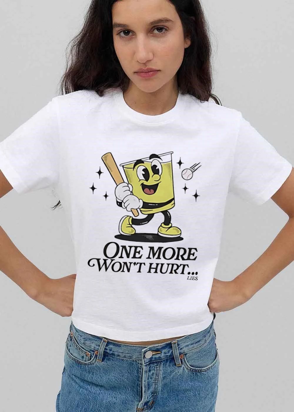 One More Wont Hurt Lies Cartoon Cup Swinging Baseball Bat shirt