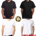 For Mens 100% Cotton Casual T-Shirt Black White Short Sleeve Tee Crew V-Neck LOT