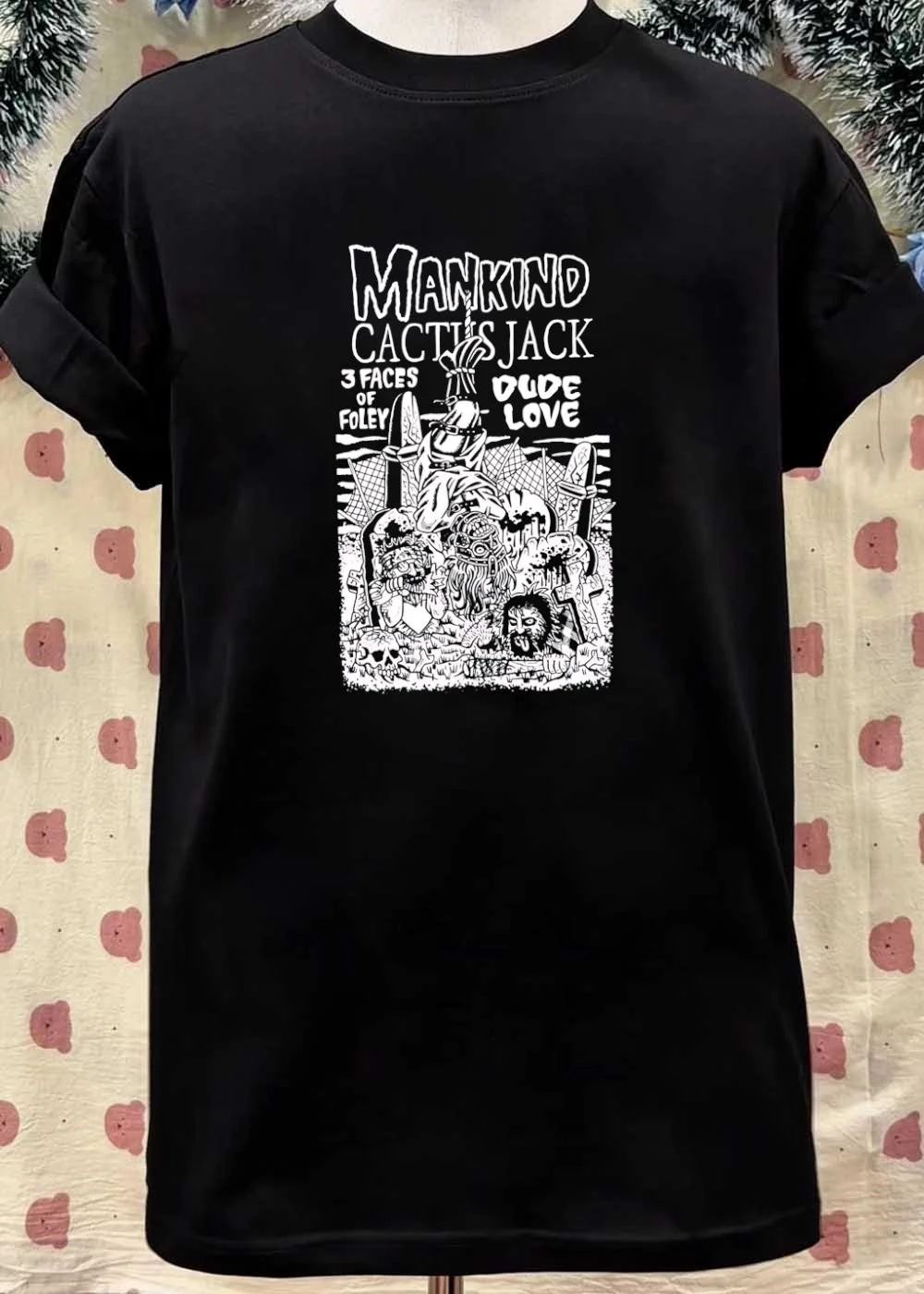 Mankind Cactus Jack 3 Faces of Foley Dude Love Graveyard T-Shirt