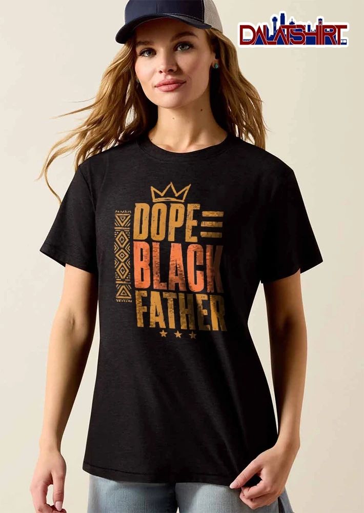 Dope Black Father Crown Tribal Pattern Three Stars Distressed shirt