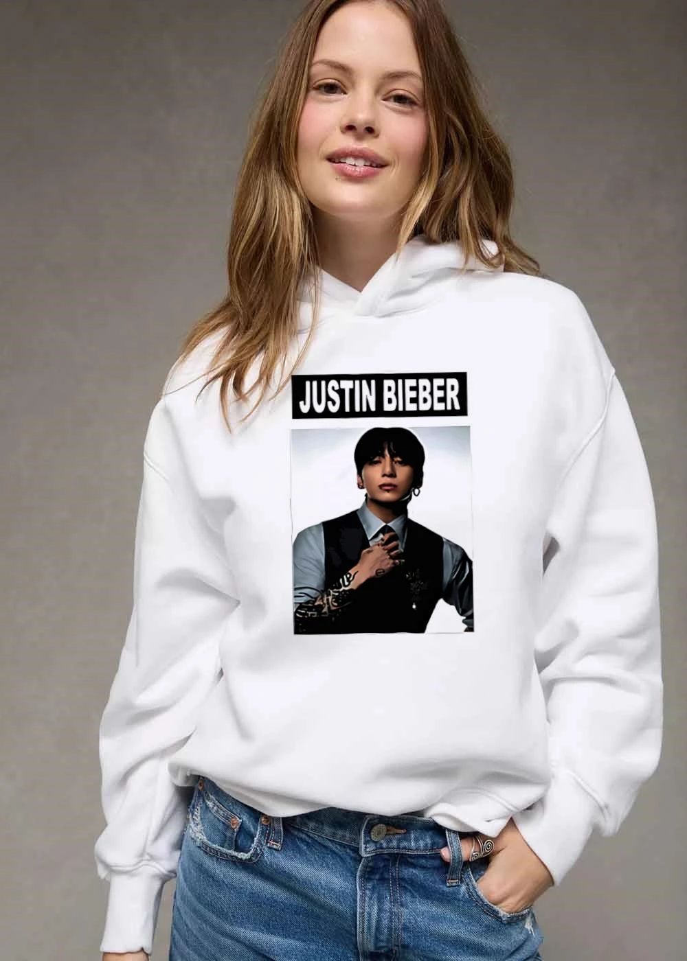 Justin Bieber Korean Singer Dark Suit Adjusting Tie Tattoo Photo shirt
