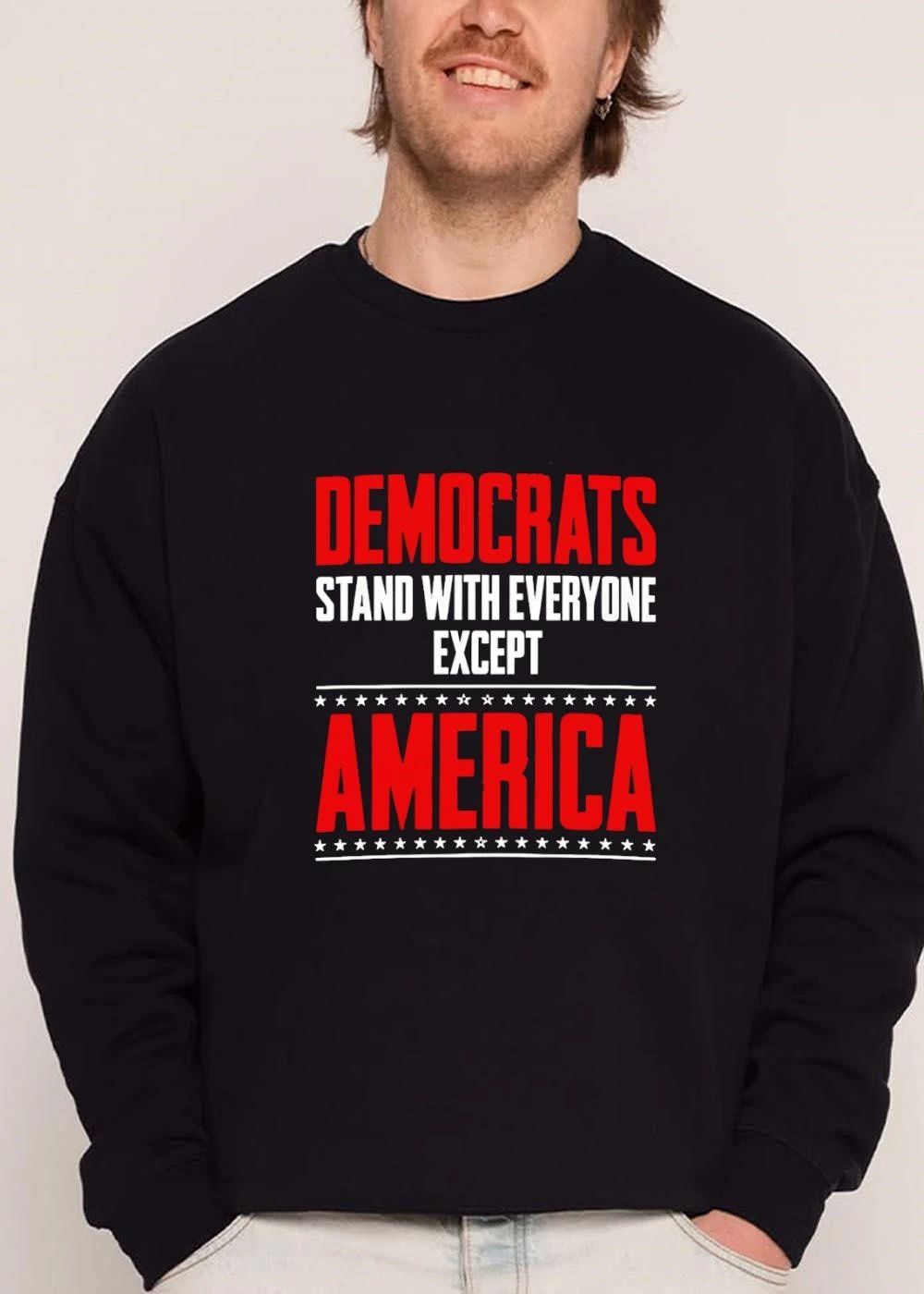 Democrats Stand With Everyone Except America Red White Typography Star Lines shirt