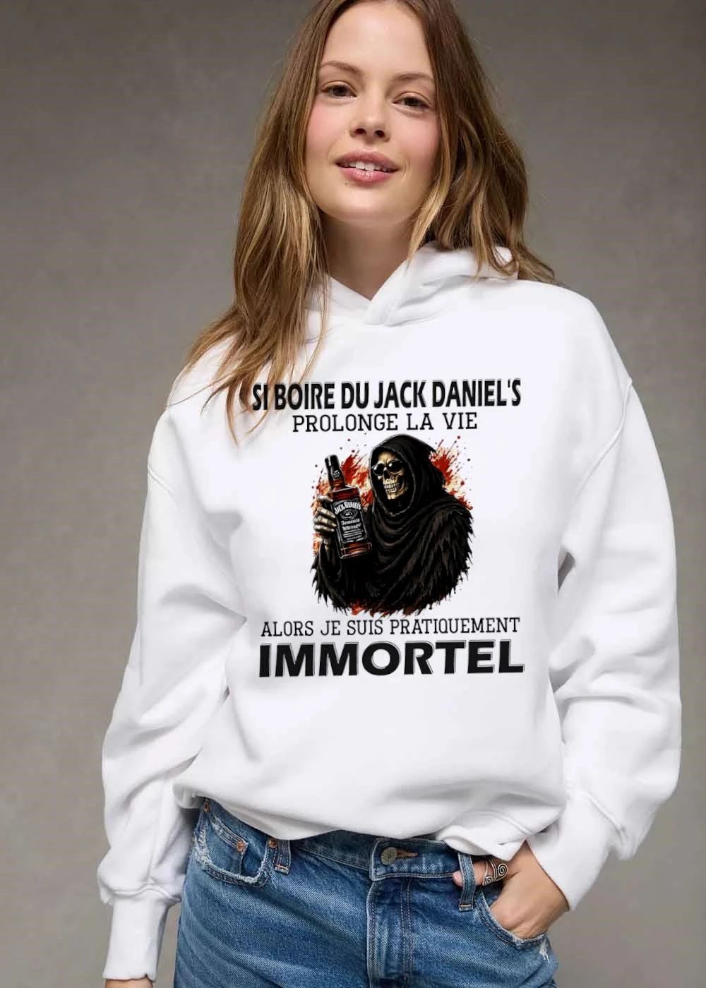 Jack Daniels Si Boire Du Prolonge LA Vie Alors Je Suis Pratiquement Immortel Grim Reaper Whiskey shirt