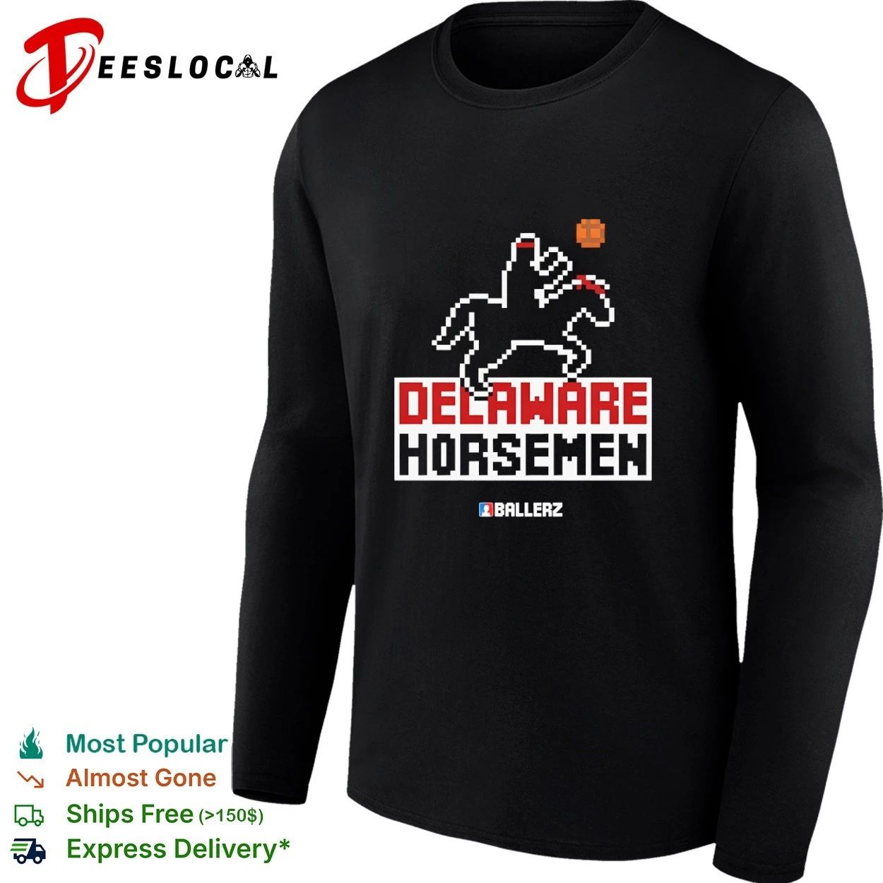 Delaware Horsemen Ballerz basketball pixel art T-shirt