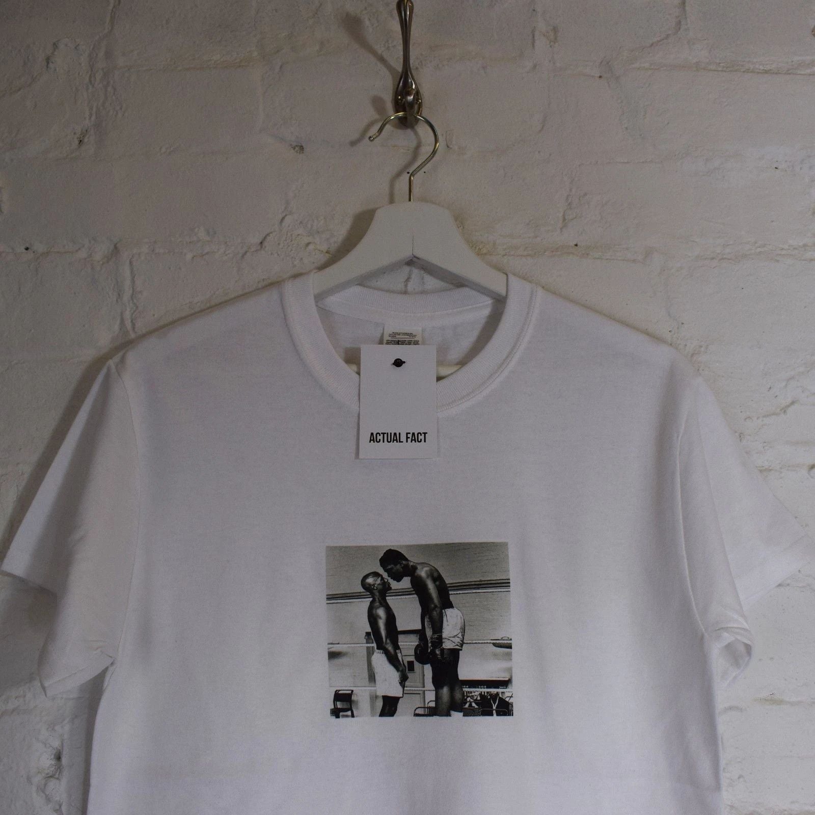 Mohammed Ali v Floyd Mayweather White Boxing Tee T-shirt by Actual Fact