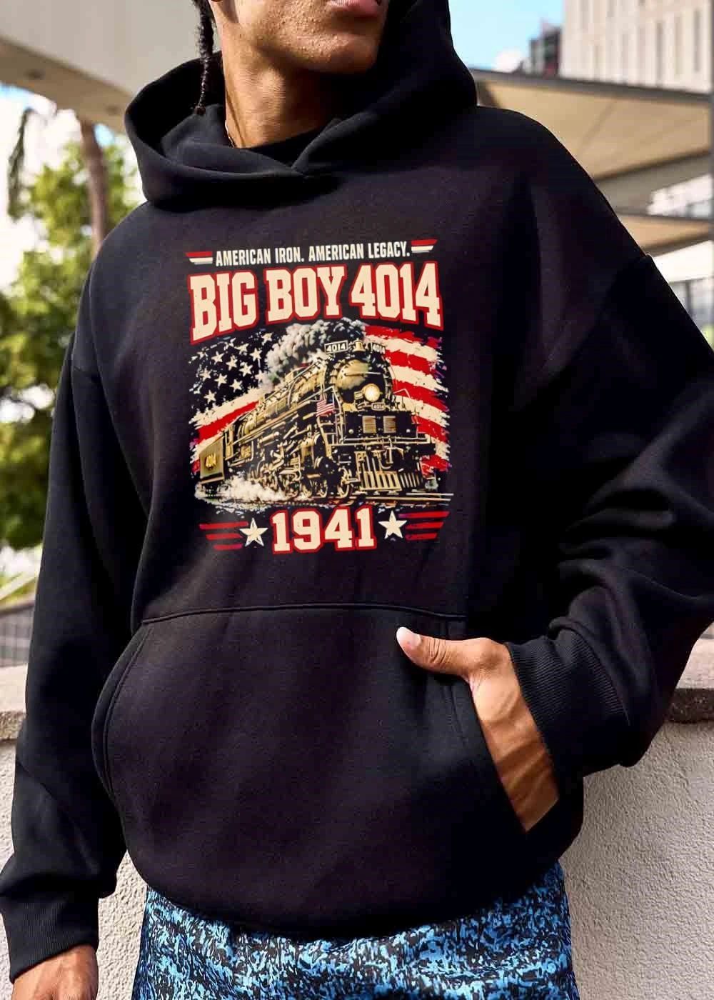 American Iron Legacy Big Boy 4014 1941 Distressed Steam Locomotive US Flag shirt