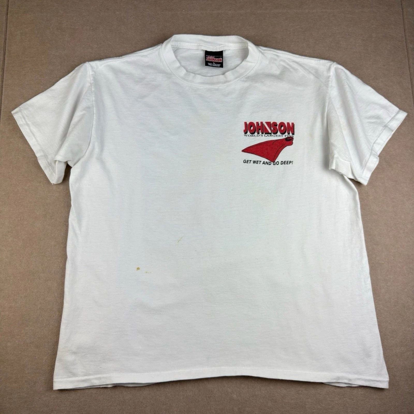 Vintage Big Johnson T-Shirt Men's L White Dive Graphic Quote Funny Tee 90s USA